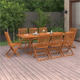 vidaXL Set mobilier de grădină 9 piese 220x90x75 cm, lemn masiv acacia 3086988