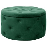 Cumpara ieftin Taburet, rotund, cu spatiu depozitare, catifea, verde, max 80 kg, 55x30 cm, Alia, Akord