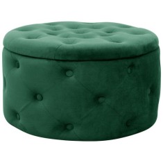 Taburet, rotund, cu spatiu depozitare, catifea, verde, max 80 kg, 55x30 cm, Alia, Akord GartenVIP DiyLine