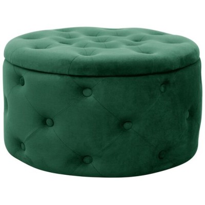Taburet, rotund, cu spatiu depozitare, catifea, verde, max 80 kg, 55x30 cm, Alia, Akord GartenVIP DiyLine foto