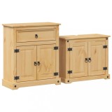 Cumpara ieftin Set mobilier de baie &bdquo;Corona&rdquo;, 2 piese, lemn masiv de pin