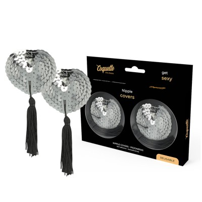 Ornamente sfarcuri, Nipple Covers, Silver Hearts, Coquette Chic Desire, paiete argintii foto
