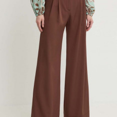 Aniye By pantaloni femei, culoarea maro, lat, high waist, 185039