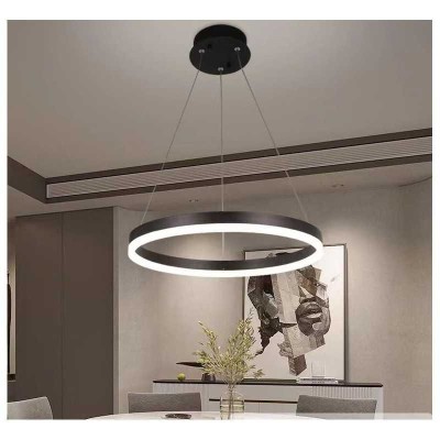 Lustra LED Minimalist Ring, 44W, 40cm, maro, telecomanda, lumina rece/calda/neutra, intensitate reglabila foto