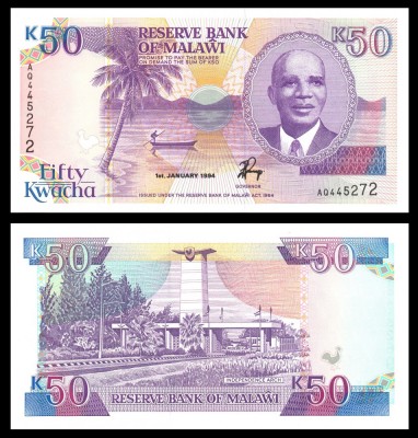 MALAWI █ bancnota █ 50 Kwacha █ 1994 █ P-28b █ UNC █ necirculata foto