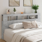 Tablie de pat cu LED, gri beton, 200x18,5x103,5 cm, lemn GartenMobel Dekor, vidaXL