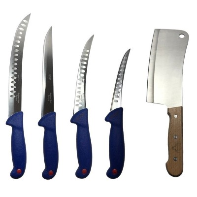 Set 4 cutite profesionale de macelarie, filetat, injunghiat, transat, dezosat, otel carbon, satar foto