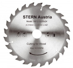 Disc ferastrau cu panza circulara STERN, SBT210/24, taiere lemn, 24 dinti, 210 mm foto