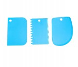 Set 3 spatule patiserie, pentru decorare prajituri si torturi, plastic, 12 cm inaltime, albastru, Oem