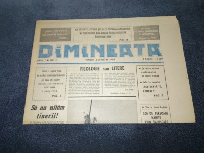 ZIARUL DIMINEATA 2 MARTIE 1990 foto