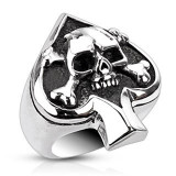 Inel din oțel inoxidabil cu simbol carte de joc și craniu - Marime inel: 60