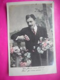 HOPCT 12036 ANUL 1910 FELICITARE VECHE-BARBAT - ELEGANT -FRANTA-EUROPA -ROMANTICA-STAMPILOGRAFIE TIMBRU -CIRCULATA