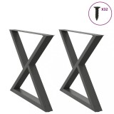 vidaXL Picioare masă de sufragerie, 2 buc., antracit, 90x(72-73,3) cm, oțel 4012734