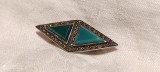 argint BROSA cu JAD si batuta in MARCASITE manopera EXCEPTIONALA de efect UNICA