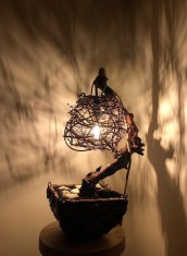 Lampa/Veioza de interior artizanala unicat "Cocon de Lumina"