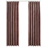 Cumpara ieftin Draperii opace 2 buc. roz antichizat 140x225 cm catifea carlige