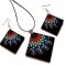 set bijuterii lemn , colier si cerceicu mandala 43404