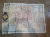 2A. Rom&acirc;nia, Harta Turistică, ONT Carpați, București 1958 . 90x67cm , cu intaritura pe spate