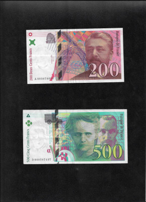 Set Franta 200 + 500 francs franci 1994-95 foto