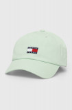 Cumpara ieftin Tommy Jeans șapcă de baseball din bumbac culoarea verde, cu imprimeu AW0AW15848
