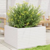 VidaXL Jardinieră de grădină, alb, 80x80x46 cm, lemn masiv de pin