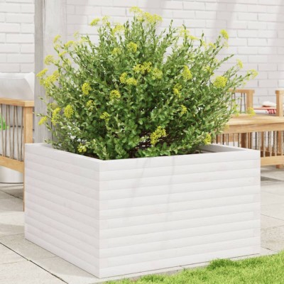 vidaXL Jardinieră de grădină, alb, 80x80x46 cm, lemn masiv de pin 3282420 foto