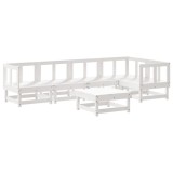 Set mobilier de gradina, 6 piese, alb, lemn masiv pin