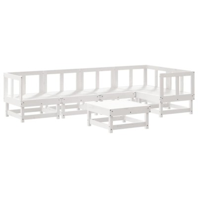 Set mobilier de gradina, 6 piese, alb, lemn masiv pin foto