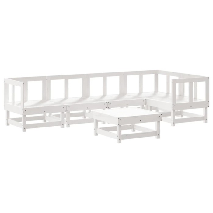 Set mobilier de gradina, 6 piese, alb, lemn masiv pin