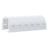 Outsunny Seră de grădină 18 m&sup2;, cu ușă și pereți laterali, 12 ferestre, structură din oțel PE, Anti-UV, 6L x 3l x 2H m, alb | Aosom Romania