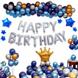 Cumpara ieftin Set de baloane din latex si folie aurii, argintii si albastre pentru petrecere aniversara, 83 baloane si un set Happy Birthday