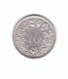 Moneda Elvetia 10 rappen 1974, stare foarte buna, curata, Europa, Nichel