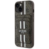 Husa Guess Cardslot 4G Stripes MagSafe iPhone 15, maro, GUBPHCP15SP4RPSW