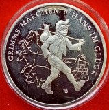 (A63) MONEDA DIN ARGINT GERMANIA - 20 EURO 2023, LIT. F, FRATII GRIMM - HANS IN NOROC, STARE PROOF