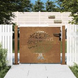 vidaXL Poartă pentru grădină, 105x105 cm, oțel corten, model copac