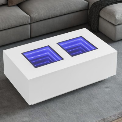 vidaXL Măsuță de cafea cu LED infinity, alb, 116x69x40 cm foto