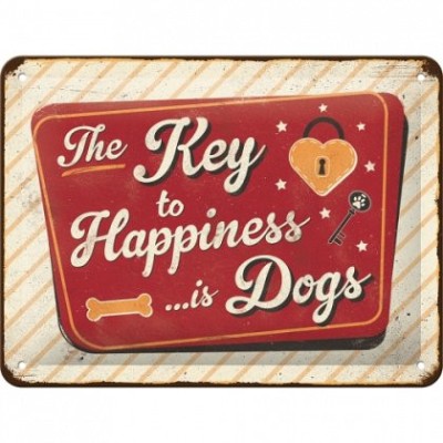 Placa metalica - Key to Happiness - 15x20 cm foto