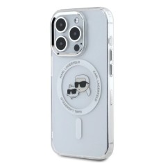 Husa pentru iPhone 16 Pro Max - Karl Lagerfeld IML MagSafe (KLHMP16XHLSKCH) - White Metal Karl&amp;Choupette Head