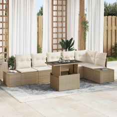 vidaXL Set de canapele pentru grădină 7 pcs Bej Rattan poli 3357934