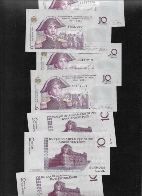 Haiti 10 gourdes 2014/16 comemorativa unc pret pe bucata foto
