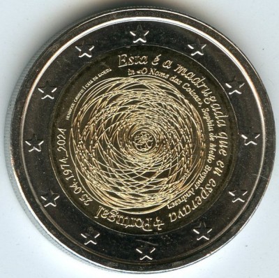 PORTUGALIA moneda 2 euro comemorativa 2024_25 aprilie &amp;#039;79, UNC foto