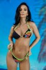 Costum baie dama 2 piese bikini floral Negru Verde, sutien triunghi legare, chilot legare laterala. Marimi: S, M, L, XL