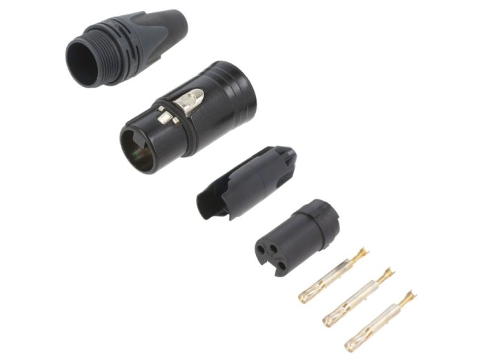 Conector XLR mamă 3 pini, drept