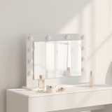 vidaXL Oglinda de toaletă cu lumini LED albă 60x45x18 cm