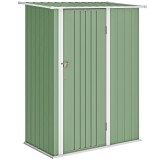 Outsunny Căsuță de Grădină 1.07m&sup2; din Oțel Galvanizat, Magazie pentru Unelte cu Ușă Blocabilă și Acoperiș &Icirc;nclinat, 142x86x189 cm, Verde Deschis | Aos