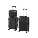 Set 3 valize Leziter TraveLux Pro XVIII ABS Roti 360 Negru Combinație numerică Cabina 55cm