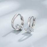Cumpara ieftin Cercei din Argint 925 Solitaire Curve Hoop , Minimalism Modern E i Stralucire Pura