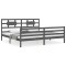 Cadru pat cu tablie 200x200 cm, gri, lemn masiv