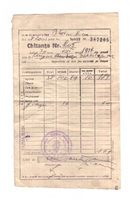 Chitanta impozit 1937 foto
