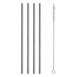 Paie Reutilizabile Metalice, Freddo, Set 4 Bucăți, Inox, Culoare Argintiu, Dimensiuni 6x175 mm, Perie Inclusă, Oem